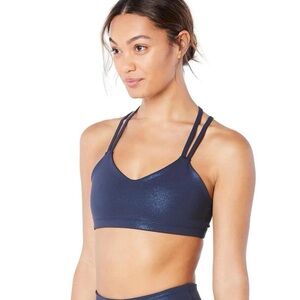Beyond Yoga Athletic Twinkle Yoga Navy Shine Sports Bra Size Small